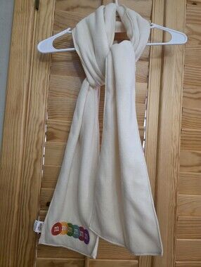 Cream Fleece Scarf with M&M Rainbow Embroidery